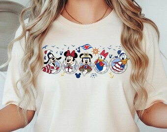 Mickey and Minnie Cruise Shirt, Family Disney Vacation Tee, Matching Disney Cruise Shirt, Nautical Disney T-Shirt, 2025 Disney Trip Tee