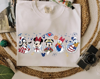 Mickey and Minnie Cruise Shirt, Family Disney Vacation Tee, Matching Disney Cruise Shirt, Nautical Disney T-Shirt, 2025 Disney Trip Tee