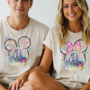 Disney Princess Castle Shirt, 2025 Girls Trip Gift, Watercolor Disneyland and Disneyworld Shirt, Magic Kingdom Family Vacation Design Tee