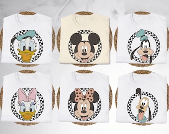 Retro Mickey Minnie Shirt, Vintage Disney Trip Tee, Checkered Mickey and Friends Shirt, Disney Family Vacation Matching Tee