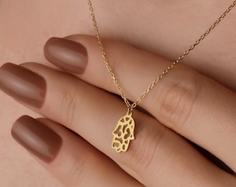 Hamsa Necklace | Hand Of God Pendant | Dainty Protection Necklace | Minimalist Spiritual Jewelry | Good Luck Gift for Her