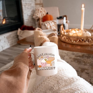Cozy Readers Book Society White glossy mug, cozy readers mug, book club coffee, book lover mug, reading nook mug, cozy book cup, literary