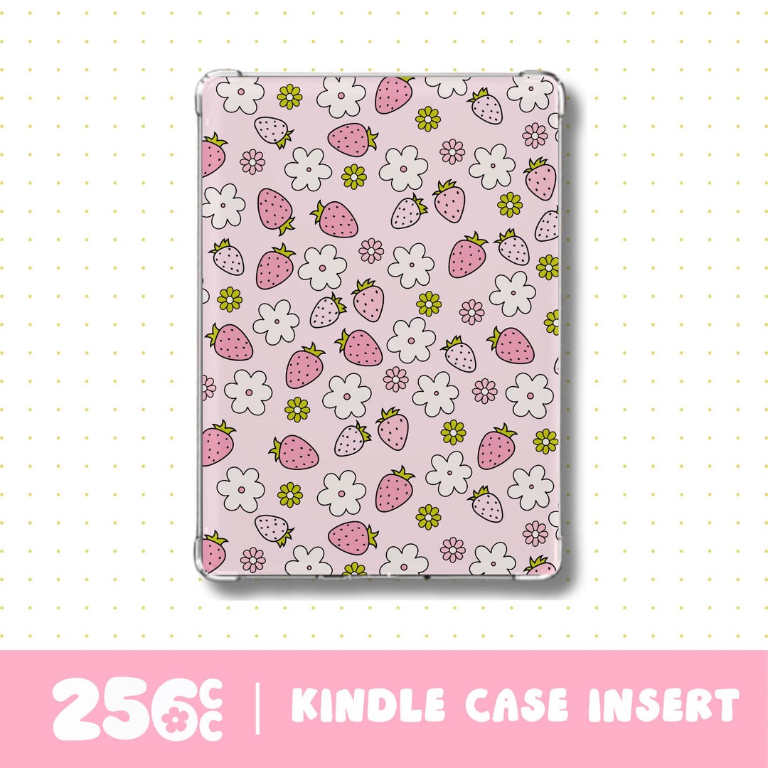 Strawberry Pink and Daisy E-reader Insert, Clear Case Insert for Kindle ...