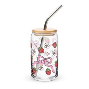 Berry Bloom Can-shaped glass, kawaii strawberry, strawberry glass, strawberry gift, strawberry glass cup, strawberry can glass, strawberry