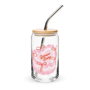 Vaso de lata para bebé Géminis, Géminis, regalo para Géminis, vaso de cerveza Géminis, taza de café Géminis, vaso de cerveza, vaso de cerveza transparente, tapa de bambú, tarot Géminis