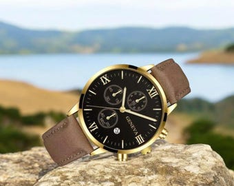 Reloj de pulsera vintage para hombre: esfera clásica con números romanos