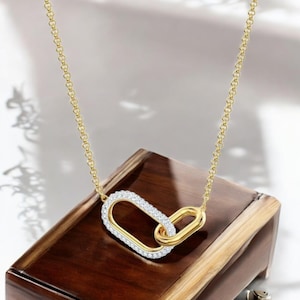 14K Solid Gold Intertwined Necklace • 0.22 Ct Real Diamond Interlocking Pendant • Dainty Gold Jewelry for Women • Christmas Gift for Her