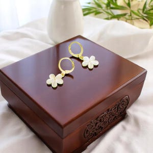 Freshwater Pearl Flower Hoop Earrings: Dainty Bridal Jewelry