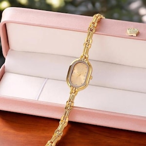 Vintage Minimalist Gold Watch • Dainty Bracelet Watch for Women • Elegant Coquette Jewelry • Retro Gold Watch • Anniversary Gift for Her