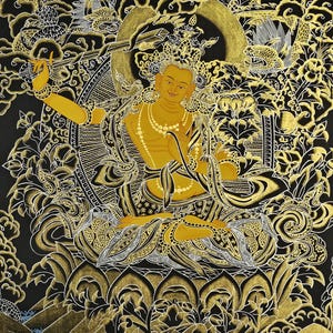 Buddhist Wall Art Manjushree Thangka  | Tibetan Deity Thangka for Meditation Room Decor