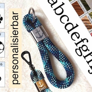 Schlüsselanhänger aus Seil individuell mit Gravur – Tau-Anhänger personalisiert – Geschenkidee mit Name für ihn und sie | Bag Charm handmade