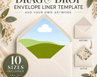 Envelope Liner Template Canva, 10 Sizes Included, Printable DIY Envelope Insert, Add Your Own Artwork, A7 A6 A2 Liner