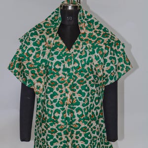 Hand Block Print Cotton Kaftan Dress: Bandhani Style Resort Wear