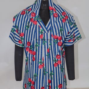 Hand Block Print Cotton Kaftan Dress: Blue Green Floral Resort Wear
