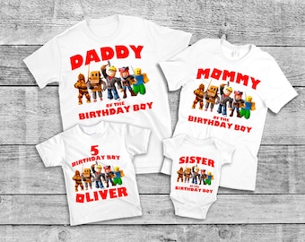 Custom Roblox Birthday Shirt, Video Game Matching Family T-Shirt