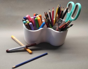 Portalápices de plástico moderno con doble soporte, organizador de escritorio, accesorios de oficina, regalo para estudiantes, alumnos y oficina en casa.