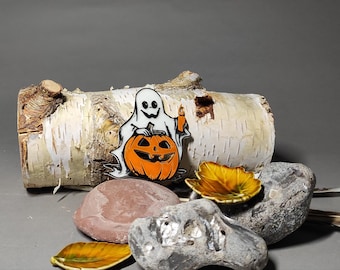 Decoración de Halloween: Fantasma con calabaza que brilla en la oscuridad. Colgante de PETG impreso en 3D, decoración para ventanas y fiestas.