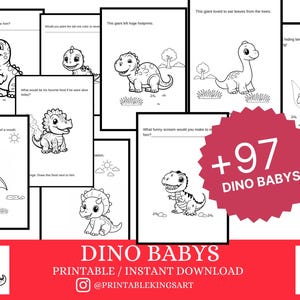 Druckbare Dinosaurier Malseiten, Dinosaurier Malbuch für Kinder, Dinosaurier Malseite - Dino Babies
