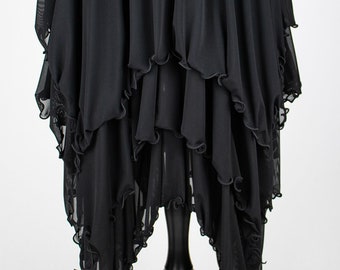 WITCHY BLACK LAYERED sheer mesh tiered maxi skirt