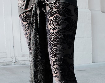 BLACK MAGIC III sheer stretch velvet burnout leggings