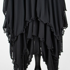 WITCHY BLACK LAYERED sheer mesh tiered maxi skirt