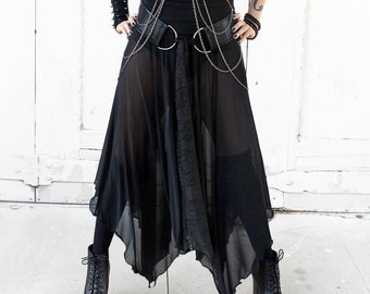 WITCHY SHEER BLACK long mesh maxi skirt