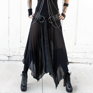 WITCHY SHEER BLACK long mesh maxi skirt