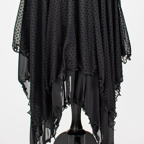 WITCHY VELVET DOTS sheer flocked polka dot mesh layered maxi skirt