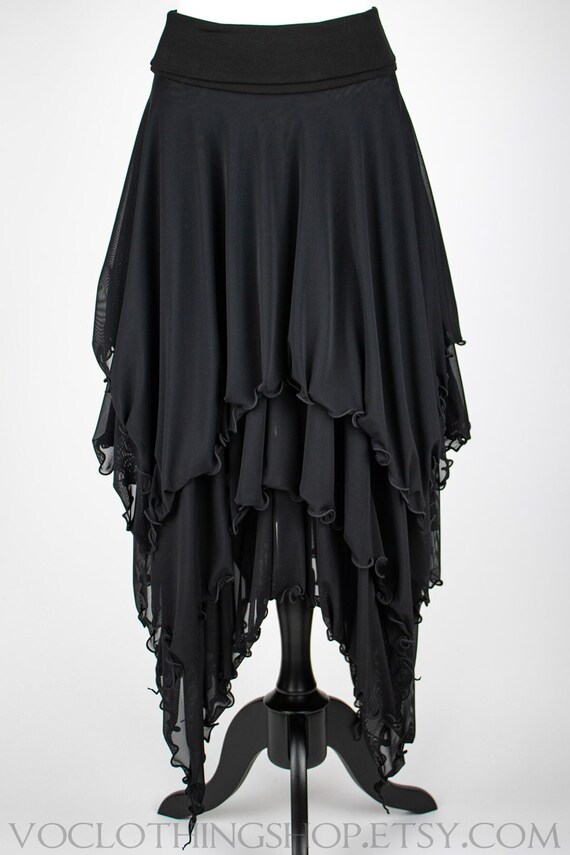 WITCHY BLACK LAYERED Sheer Mesh Tiered Maxi Skirt - Etsy
