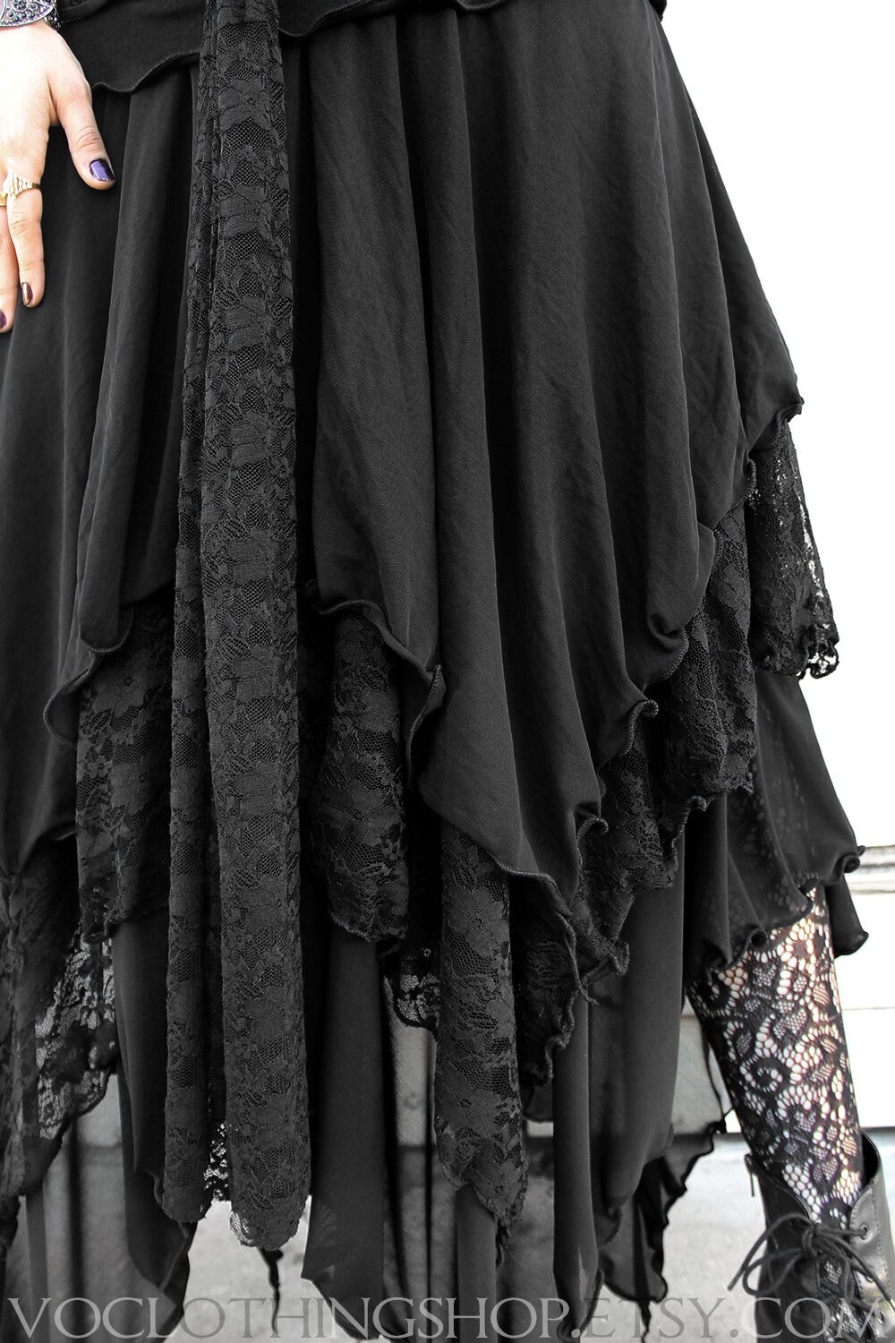 WITCHY BLACK LAYERED Sheer Mesh and Lace Maxi Skirt - Etsy