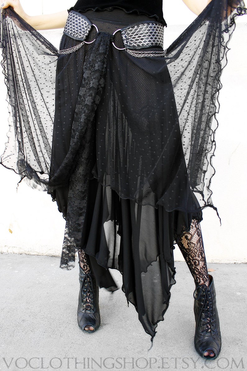 WITCHY DOTTED TULLE and sheer mesh layered maxi skirt image 1