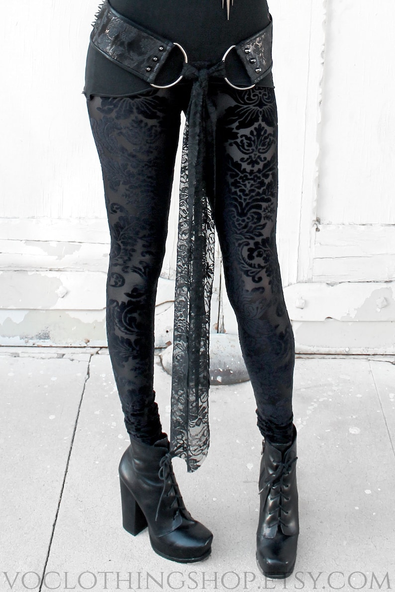 BLACK MAGIC III stretch velvet burnout leggings | Etsy