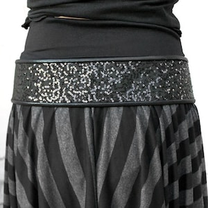 BLACK SEQUINED SPARKLE tie front hip belt image 2