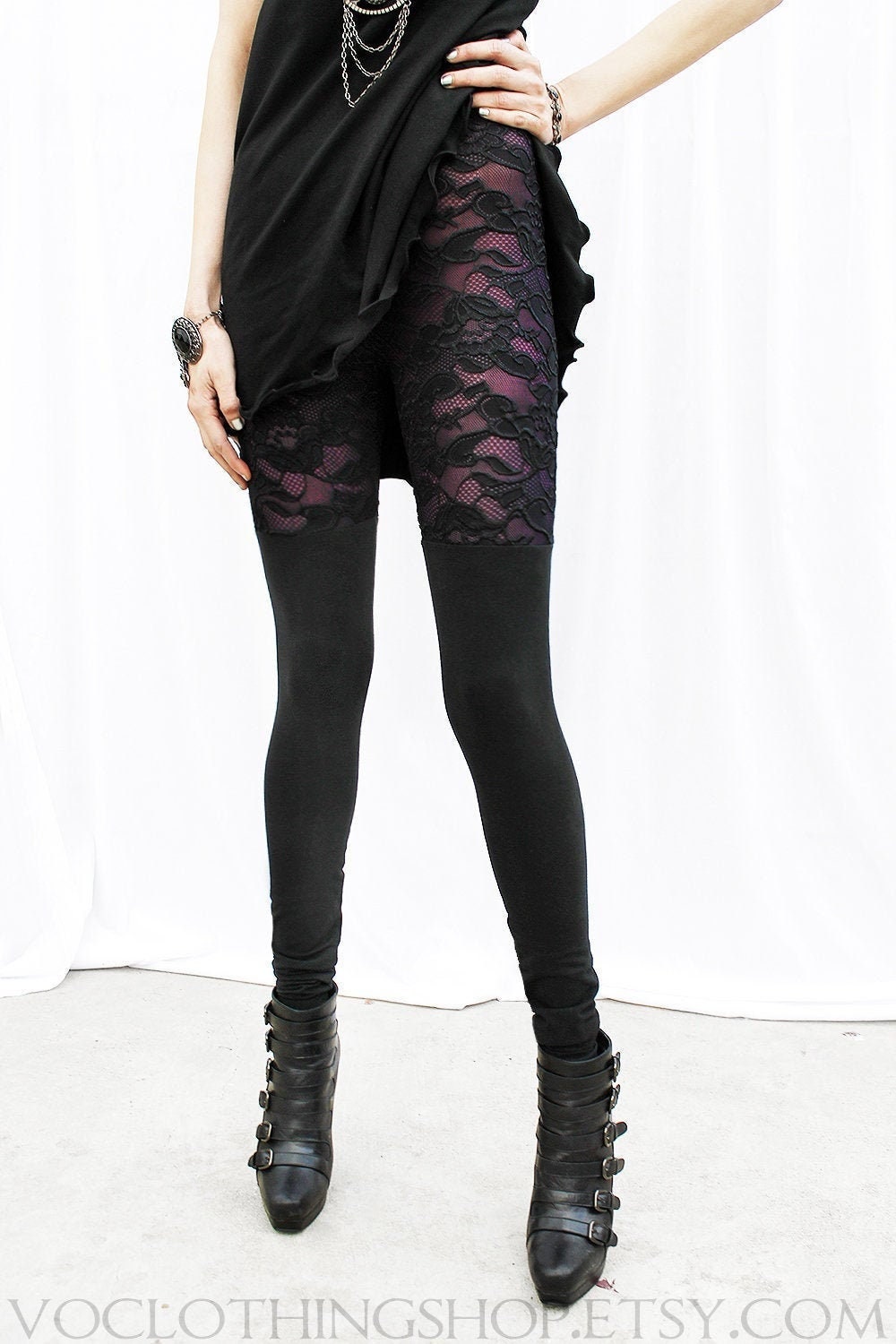 black lace leggings