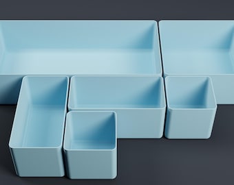Modular Drawer Organizer STL - Minimalist Grid Storage Bins 3D Print Files