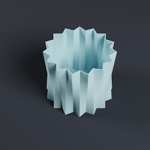 Origami Style Zigzag Vase STL | 3D Printable Faceted Planter | Modern Wavy Pot Digital File | Sculptural Home Decor