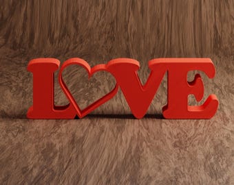 3D Printable LOVE Sign STL – Heart Shaped Letters, Valentine’s Day Gift, Wedding & Home Decor, Romantic 3D Print File