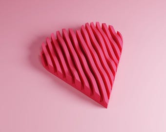 3D Printable Heart Wall Art STL - Modern Love Decor, Valentine’s Gift, 3D Printed Heart Sculpture