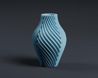 Modern Vase STL File – 3D Printable Decorative Vase for Home Decor – Parametric Twisted Vase Design