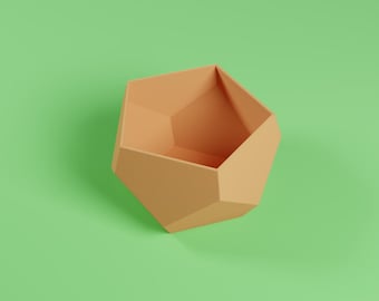 Modern geometrisk femkantig vas i STL | 3D-utskrivbar kruka | Minimalistisk heminredning | Digital nedladdning av fasetterad blomkruka