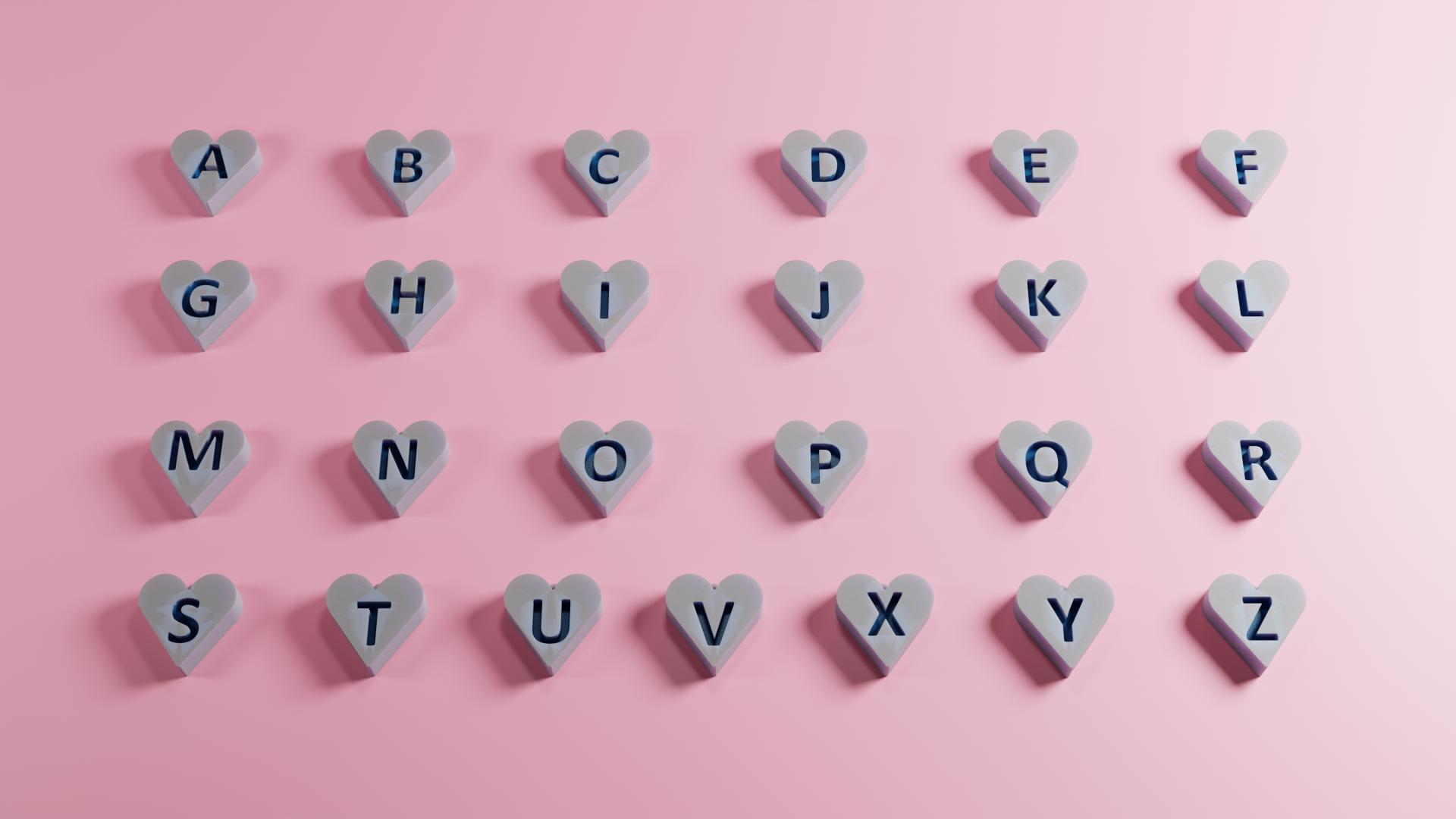 3D Printable Heart Letter Necklace or Bracelet | Valentine's Day Alphabet Charm STL File | Customizable Jewelry for 3D Printing