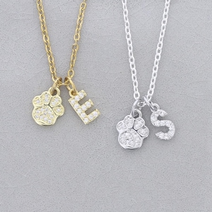 Tiny Pawprint Initial Necklace: Pet Mom Gift