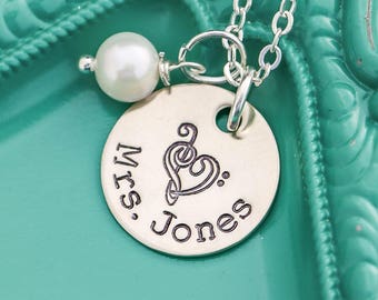 Music Necklace Piano Music Teacher Gift • Piano Teacher Necklace Treble Clef Bass • Music Gift Choir Jewelry Music Note Necklace Band Gift