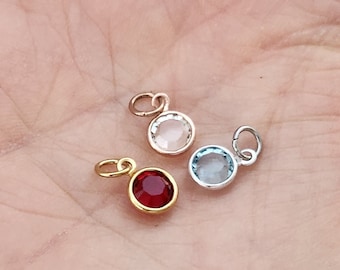 Charm de piedra natal con cristal Swarovski - Plata de ley, chapado en oro