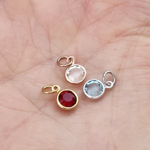 Crystal Charm • Channel Drop • Silver Crystal AddOn Round Gold Birthstone Crystal • DIY Make Create Jewelry • Add Color to Necklace