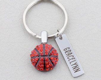 Basketball Keyring: Sports Ball Charm Custom Name, Baseball, Softball, Soccer