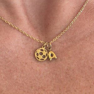 Personalized Soccer Necklace: Gold Initial, Team Player Gift