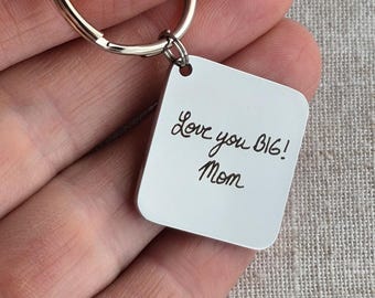 Engraved Actual Handwriting Keychain: Personalized Mom Signature Gift