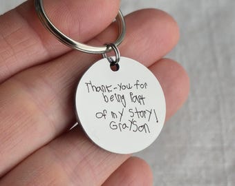 Custom Handwriting Keychain: Personalized Engraved Signature Gift