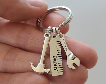 Mechanic Dad Keychain: Tools Builder Contractor Custom Kids Name